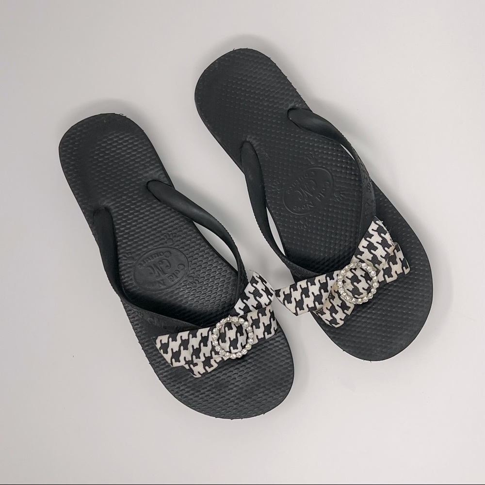 Cold Nose Couture Women’s Sandals Size 7.5-8 with Bling and adjustable bows